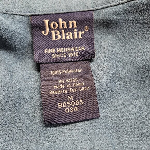 Vintage John Blair Shirt Mens M Soft Suede Long Sleeve Satin Lined Banded Hem - Picture 4 of 14